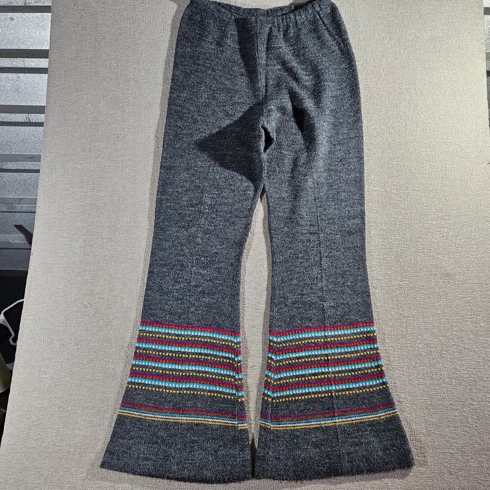 True Vintage 60s Bobbie Brooks Knit Bell Bottom Pants Womens USA Acrylic Gray